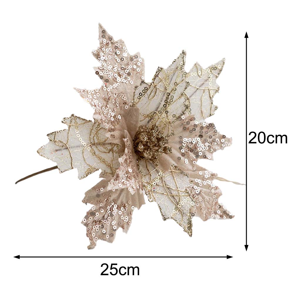 Beautiful 25cm Glitter Flower Poinsettia for Xmas Party Decoration