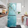 Retro-Blumen-Kühlschrankaufkleber, hellblauer Hintergrund, Vinyl, PVC, wasserfest, selbstklebend, Poster, Wandbild, dekorativer Kühlschrankaufkleber