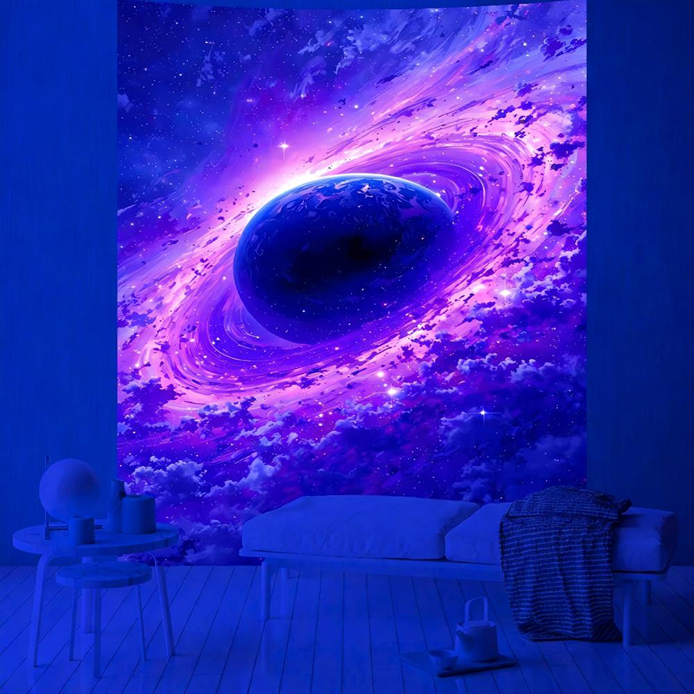 Glowing Cosmic Galaxy Tapestry Uv Reaction Tapestry Background Decoration Wall Hanging Bedroom Party Decoration