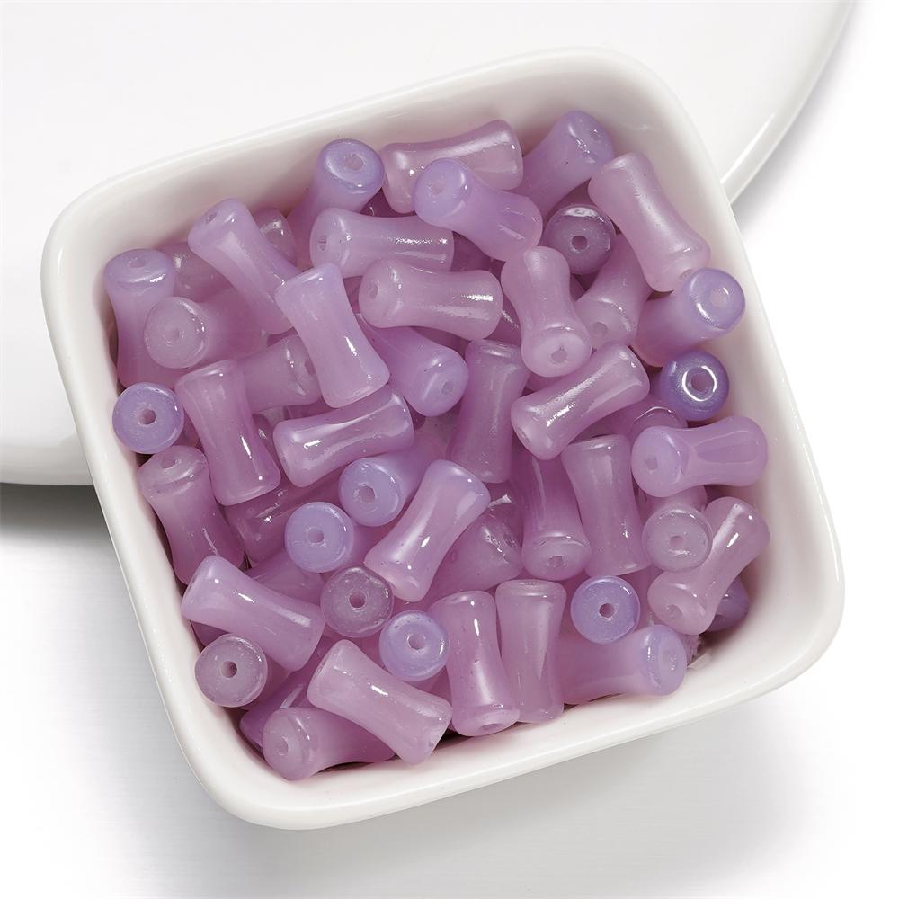30Pcs 6.5x11.5mm Imitation Jade Bamboo Joint Charm Glass Loose Beads for DIY Handmade Jewelry Bracelet Necklace Making Supplies