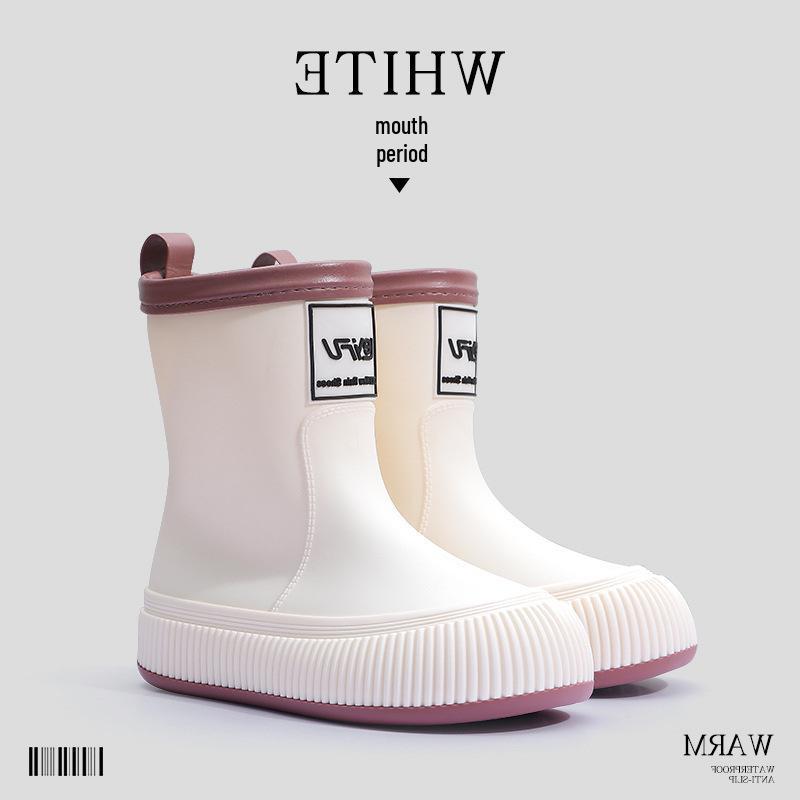 Women's Fashion Rain Boots: Non-Slip, Waterproof, Fleece-Lined, Mid-Calf Boots for Ladies & Kids - Perfect for Outdoor Wear.