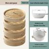 26cm Bamboo Steamer Set with 3 Tiers, Lid & Cloths