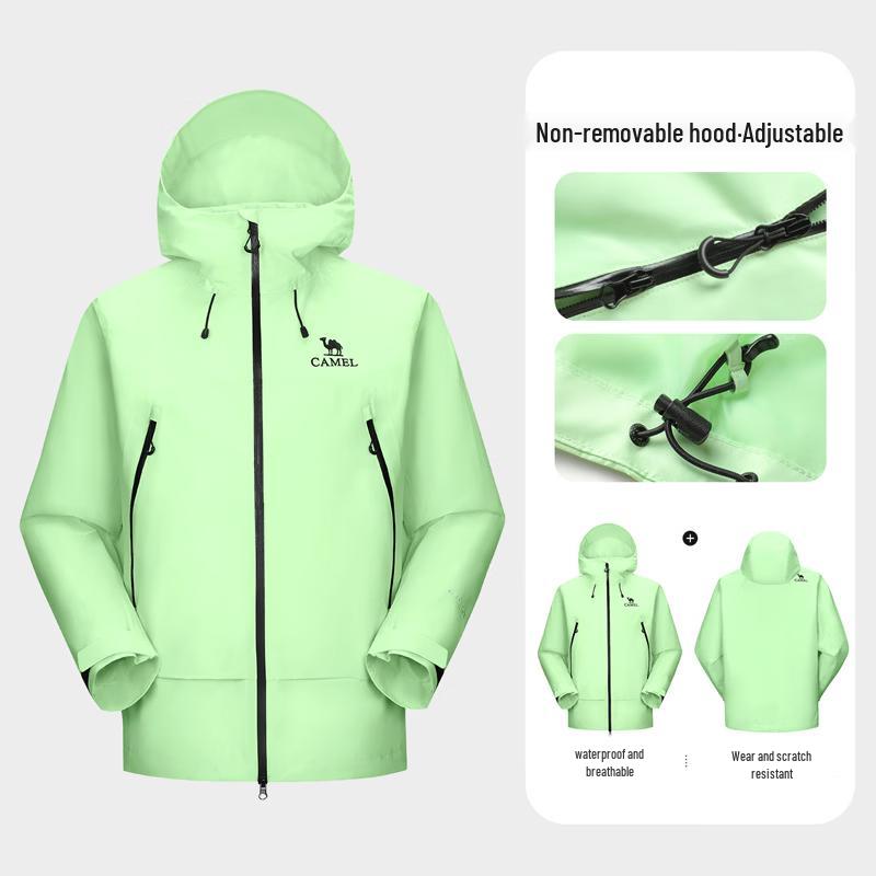 Однослойная ветровка с капюшоном для пары верблюжьего цвета L