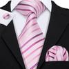 Hi-Tie Pánská modrá kravatová sada Vysoce kvalitní kostkovaná kravata Kapesníček Manžetové knoflíčky Sada pro obchodní kancelář Pány