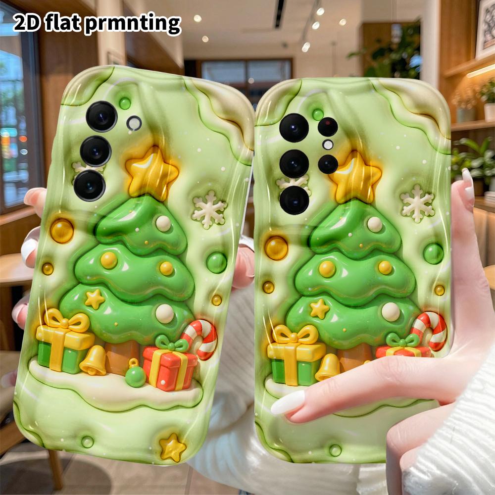 Phone Case: 2D flat, suitable for Samsung Galaxy A34 A35 M05 M06 S20 S22 S21 FE Plus 5G protective case, inflatable Christmas tree, perfect holiday gi