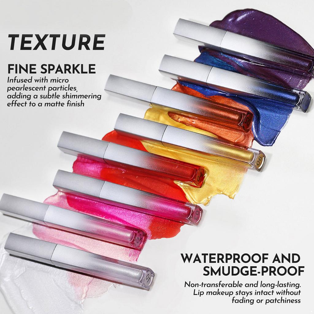 Dual-Ended Liquid Eyeshadow and Lip Gloss Combo | Metallic Shimmer Longwear Waterproof Lipstick & Pearlescent Glitter Eye Makeup