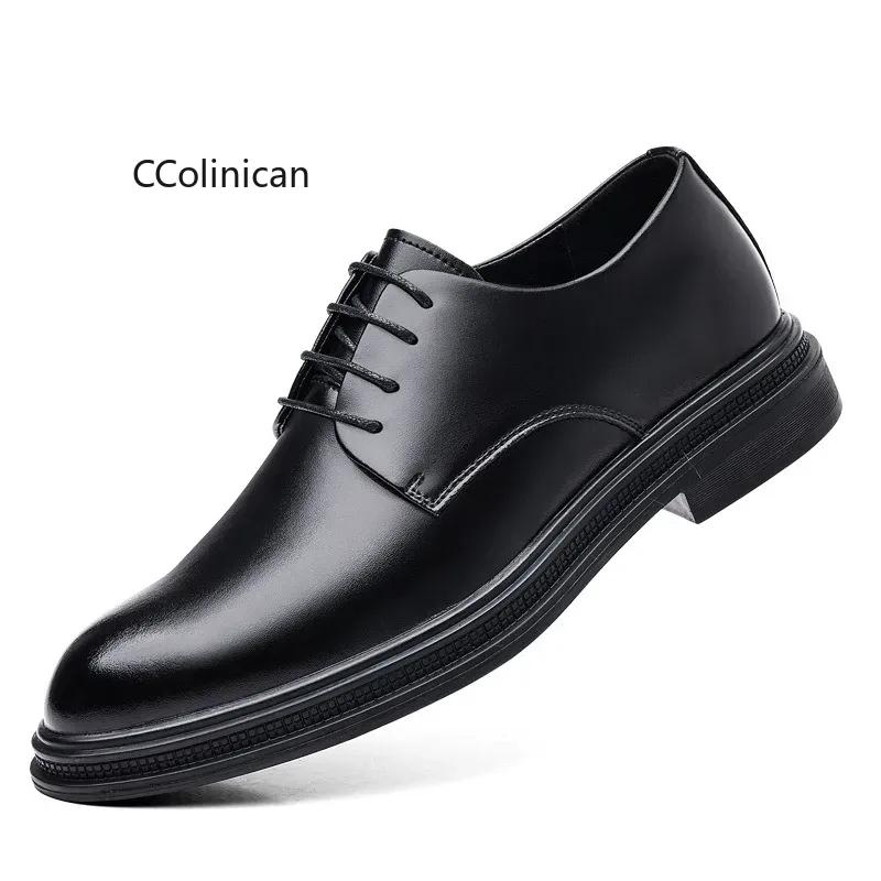 

Genuine Leather Men Business Casual Footwear Work Loafers Shoes Flat Cowhide Brand Office Male Black Leather Non Slip Shoes 37 чёрный