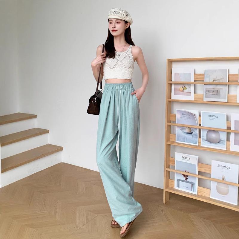 Lazy Wind Texture Wide-leg Pants Spring and Summer High Waist Loose Casual Pants Straight Mopping Milk Pants Women