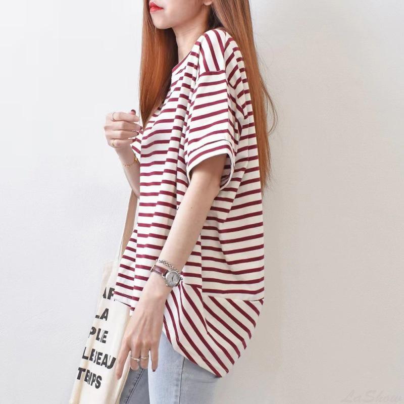 

Летняя женская футболка свободного покроя для похудения, большого размера, женская нерегулярная женская футболка one size красный