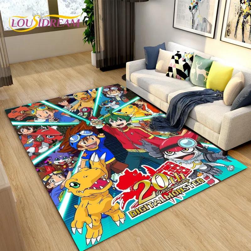 Digimon Adventure Cartoon Area Rug Large,Carpet Rug for Living Room Bedroom Sofa Doormat Decoration, Non-slip Floor Mat Cover 3D