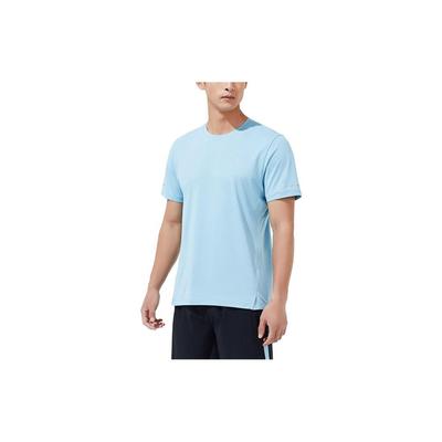 Solid Color Round Neck Short Sleeve T-Shirt Men Tops Sky-Blue 152325111-3
