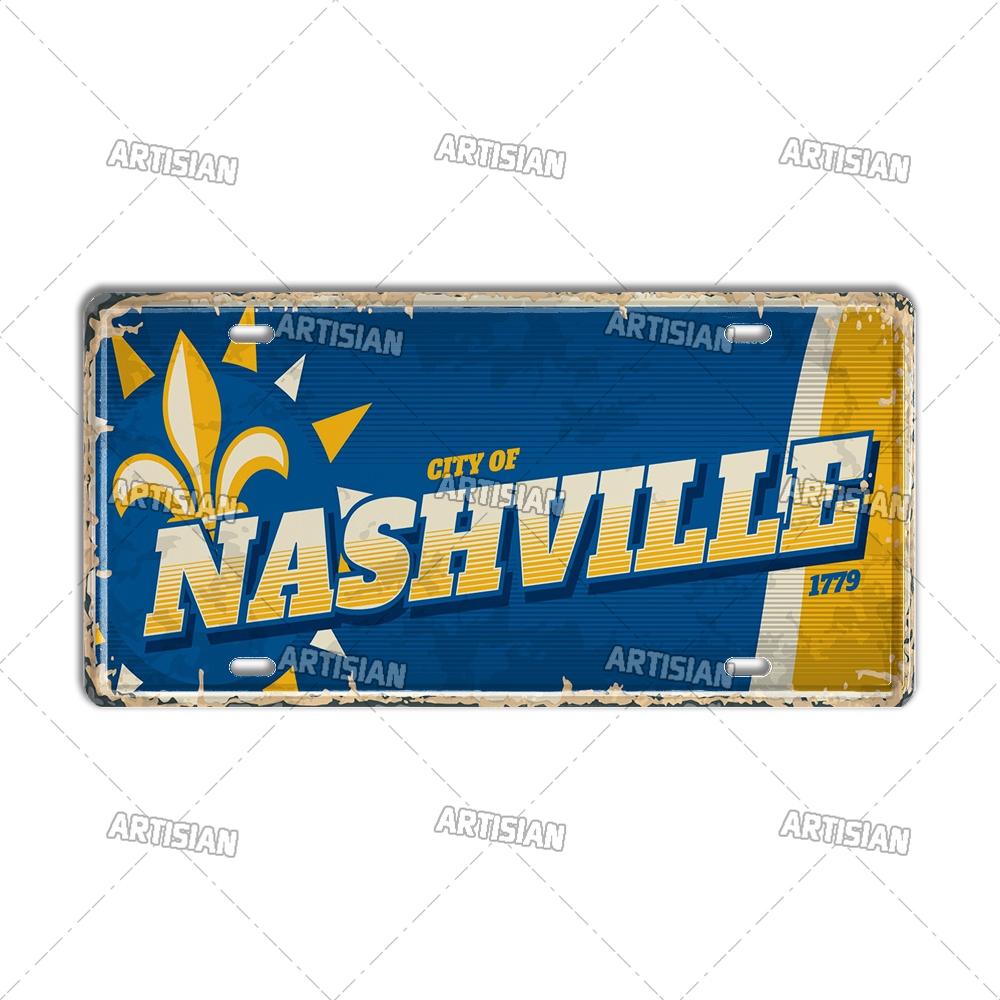 USA License Plate Landmark Metal Wall Sculpture|US City/State Design,Tin Plaque,Halloween&Christmas Gift,Garage/Bar/Cafe Decor