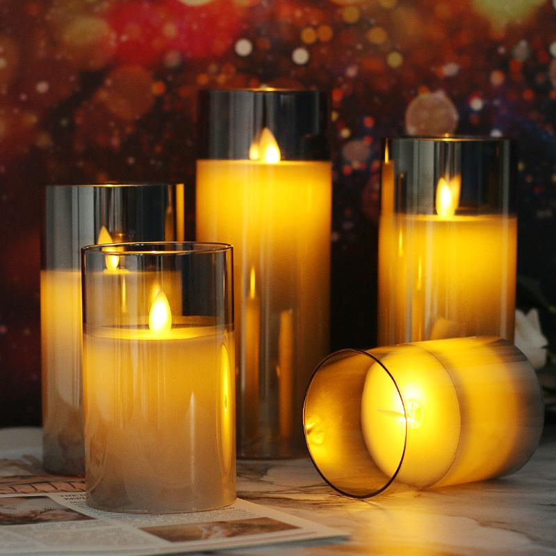 LED Simulated Swinging Glass Candle Holder for Christmas, Birthday Parties, Weddings, and Decor Atmosphere.