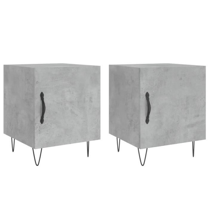 VidaXL Tables de chevet 2 pcs gris béton 40x40x50 cm bois d’ingénierie 827557