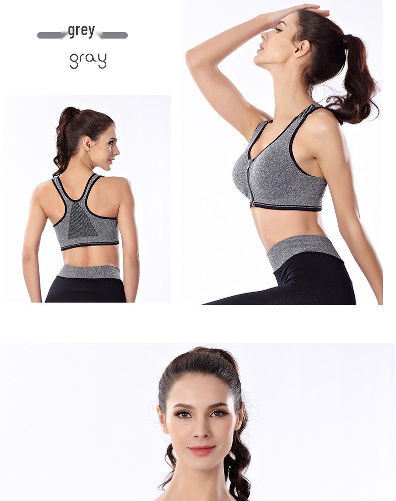 Classic Zip-Front Shockproof Sports Bra Plus Size Women's Yoga Vest