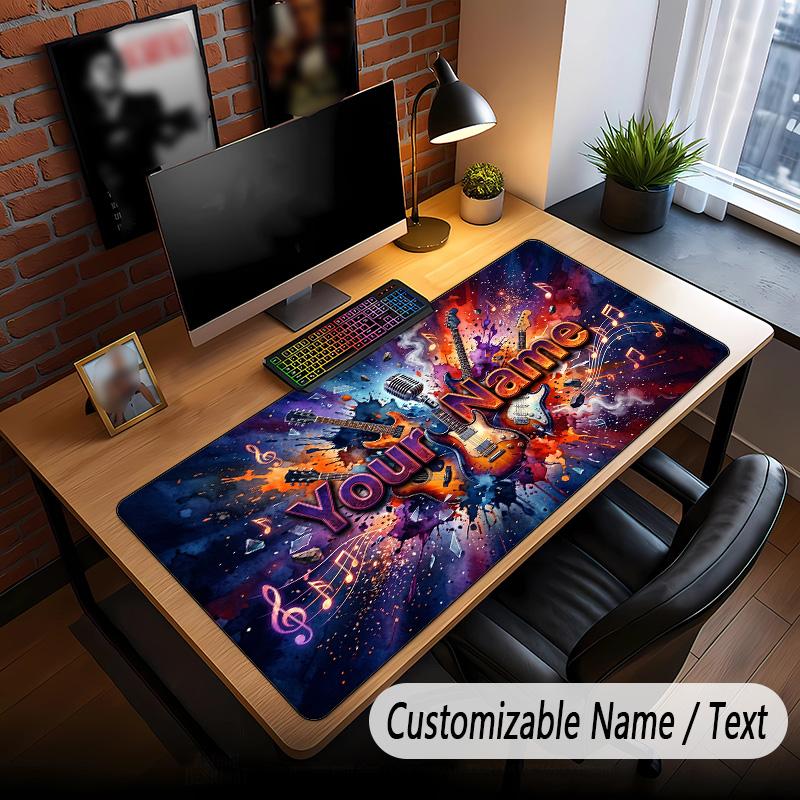 Music Guitar Theme Custom Mouse Pad Personalized With Name Text Customized Desk Mat For Office Home Decor