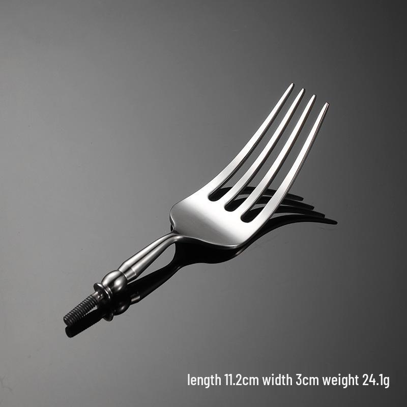 304 Stainless Steel Western Cutlery Set – Knife, Fork, Spoon, Handle with Round Bead Spoon Head.