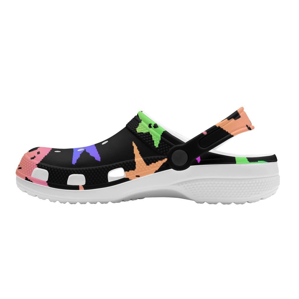 White EVA Clogs with Cosmic Snake Print, Lightweight Slip On Garden Shoes, Breathable Beach Sandals, Indoor Outdoor Slippers for Men Women