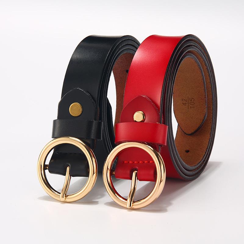 Curea pentru femei din piele, cataramă rotundă simplă și casual, cataramă cu știft, curea pentru femei, curea pentru femei, cataramă