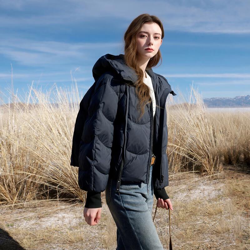 Sancai 2025 Winter 90% White Duck Down Loose Short Hooded Puffer Jacket XS