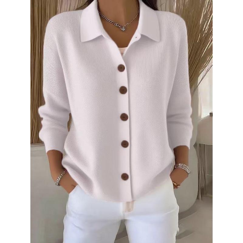 2025 Knitted Cardigan Button Women's Sweater Jacket Autumn and Winter New Solid Color Casual Fashion Women's Clothing