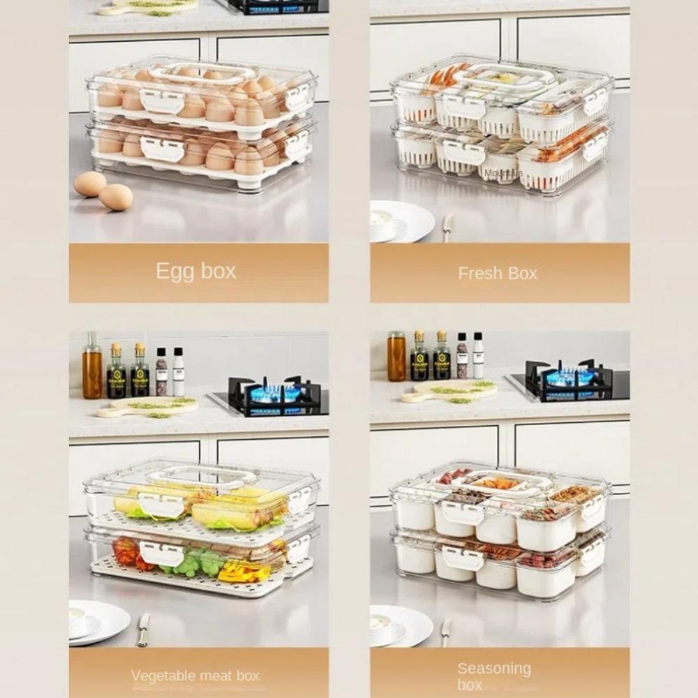 Multi Purpose Fresh-keeping Box Transparent Egg Box New Seasoning Box  Fruit Vegetable Storage