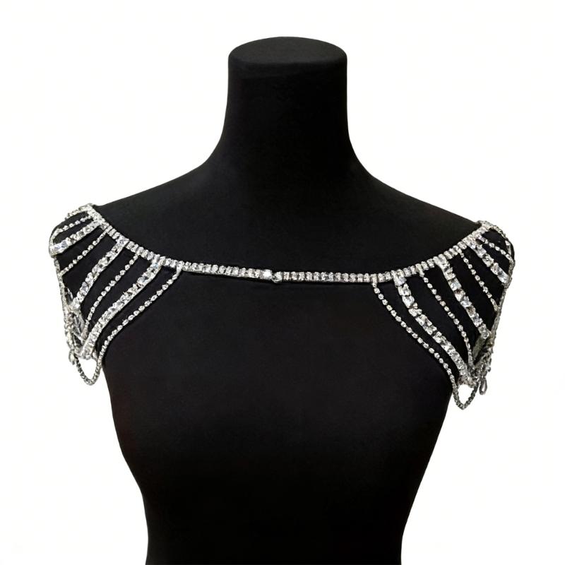 MultiLayered Tassels Body Chain Rhinestones Shoulder Chain Jewelry For Bride Wedding Banquet and Party Gathering