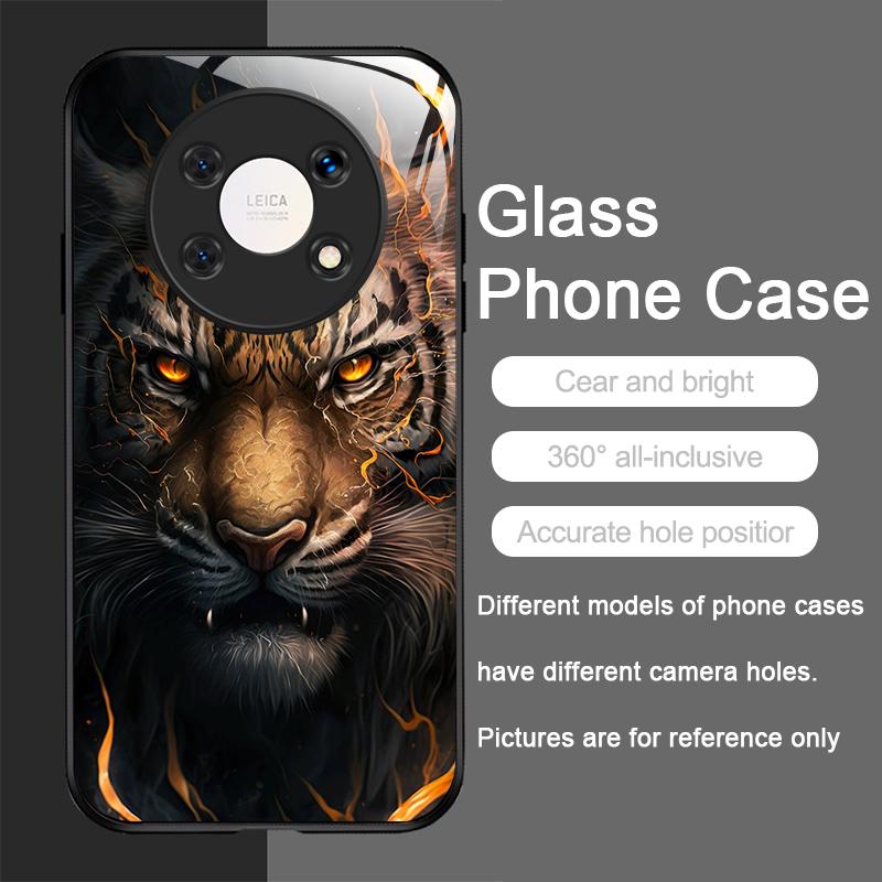Golden Black Tiger Stripe Flame Print Tempered Glass Phone Case for Xiaomi Redmi Note 15 14 ProPlus 13 11T 10 Lite 15C 14C Cover