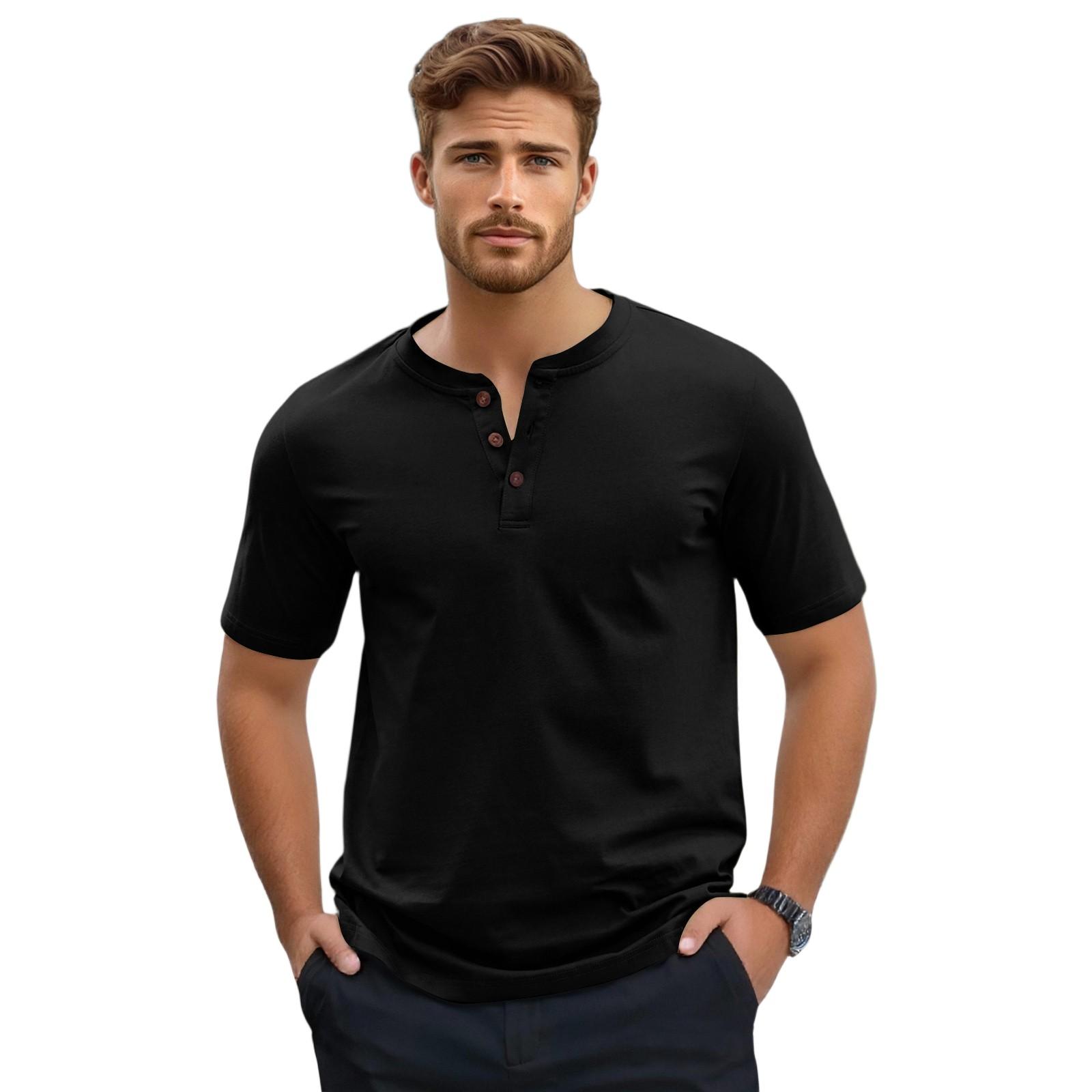 Мужская футболка с коротким рукавом на пуговицах L чёрный 1765₽