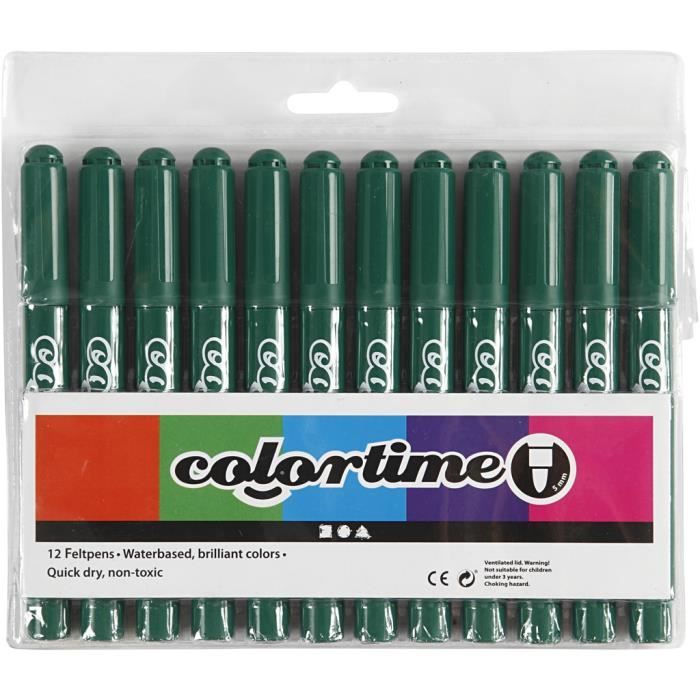 Marqueurs - COLORTIME - réf 37335 - Couleurs vives - Sèchent rapidement - Capuchons ventilés