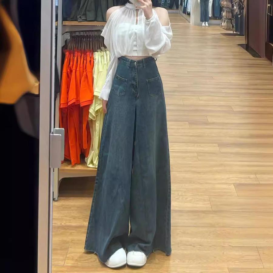 Vintage High-Waisted Wide Leg Jeans for Women Summer New Style Loose Slim Fit Trousers