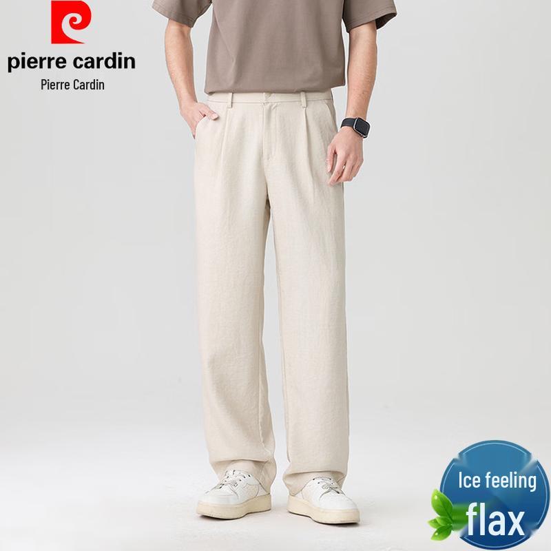 Pierre Cardin Men s Summer Linen-Feel Casual Trousers 175/80A