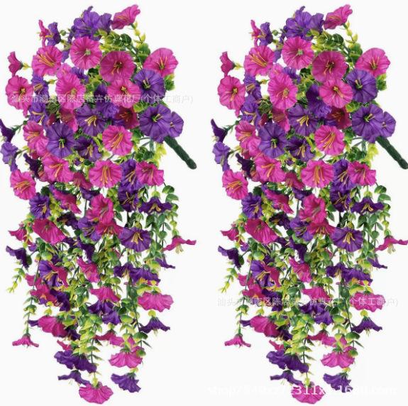 Wall Hanging Artificial Morning Glory Vine Eucalyptus Fake Flower Garden Ornament