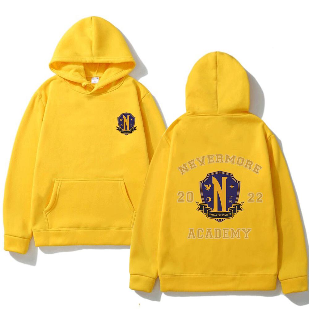 

Хлопковая толстовка унисекс с графическим принтом Wednesday Nevermore Academy, повседневный пуловер большого размера, популярная модная толстовка, одежда унисекс XL