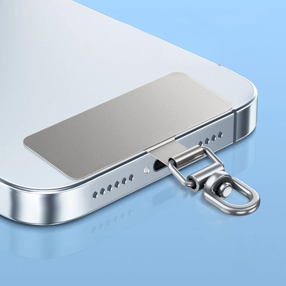 1-4 Stück Neues, verbessertes 360° drehbares Edelstahl-Handy-Sicherungsband Metall-Patch-Dichtung Handy-Lanyard Sicherheitsverbinderteil