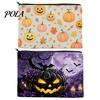 Washable Storage Pouch Bag, with Halloween Pattern Print, Smooth Zipper Durable Canvas Dust-proof Container Organizer, Portable Stationery Case,