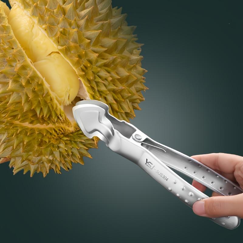 1pc Heavy Duty 304 Stainless Steel Durian Shell Opener Clamp with Ergonomic Handle , Sharp Edges , Quick Opening Tool for Home, Restaurants