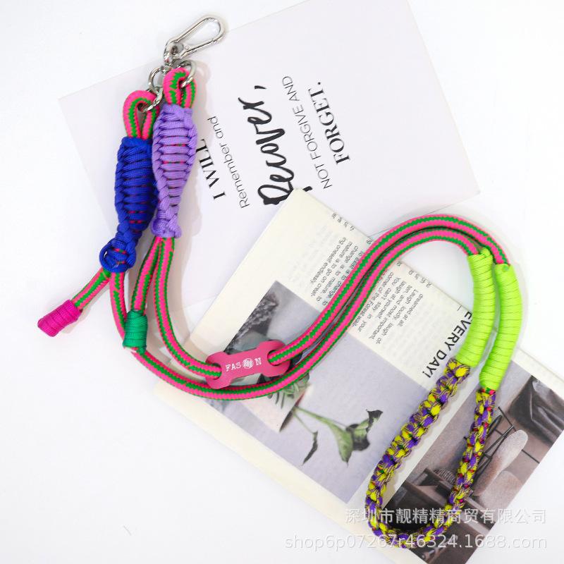 Colorful Woven Crossbody Phone Strap Anti Lost Lanyard For Camera Bag