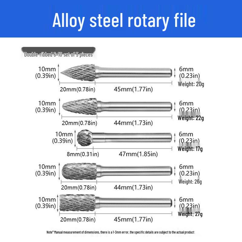 Alloy Steel 5-Piece Rotary File Set for Grinding and Polishing
