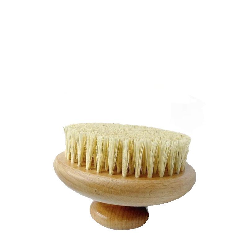 Sisal Bristles Round Bath Shower Body Exfoliating Brush Natural Beech Wood Handle Dead Skin Remover Back Scrubber Massage Tool