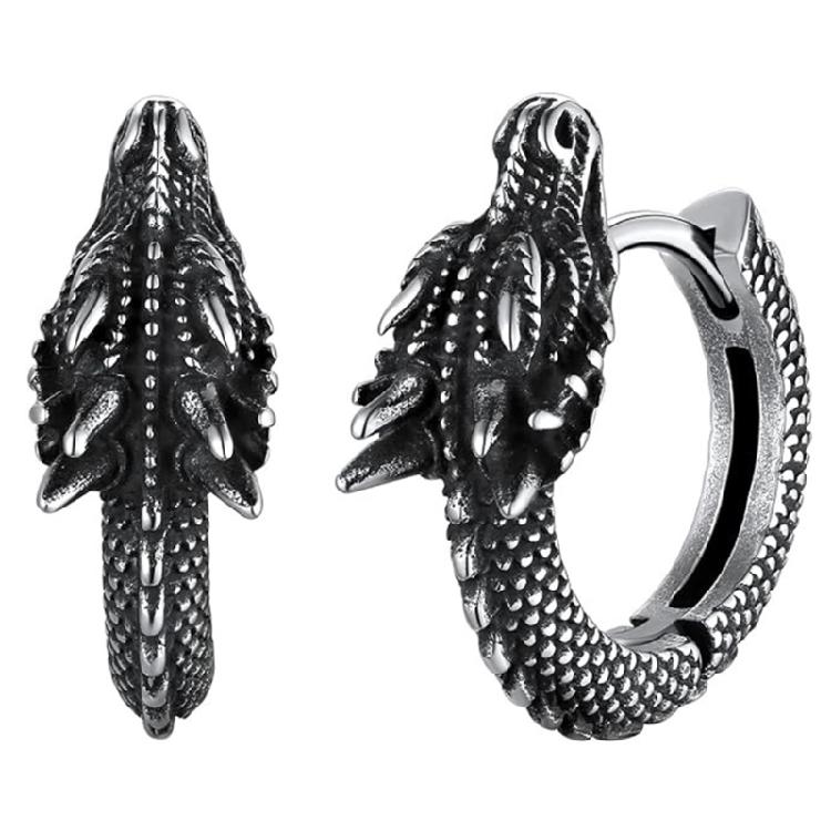 

Trendy Dragon Hoop Earrings Stainless Steel Ear Accessories Punk Style Party Accessory Unisex Streetwear Ear Studs
