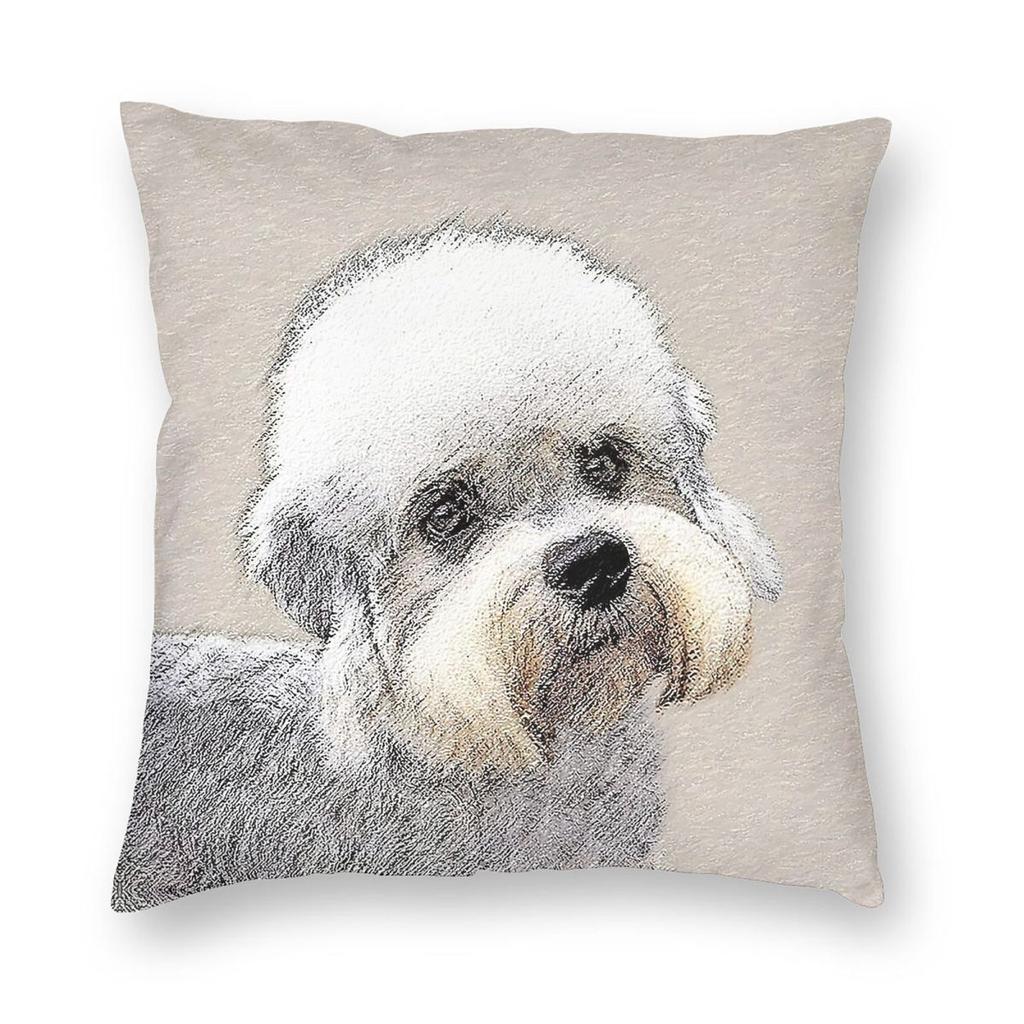 Dandie Dinmont Terrier Dog Pillowcase Polyester Linen Velvet Pattern Zip Decor Home Cushion Cover