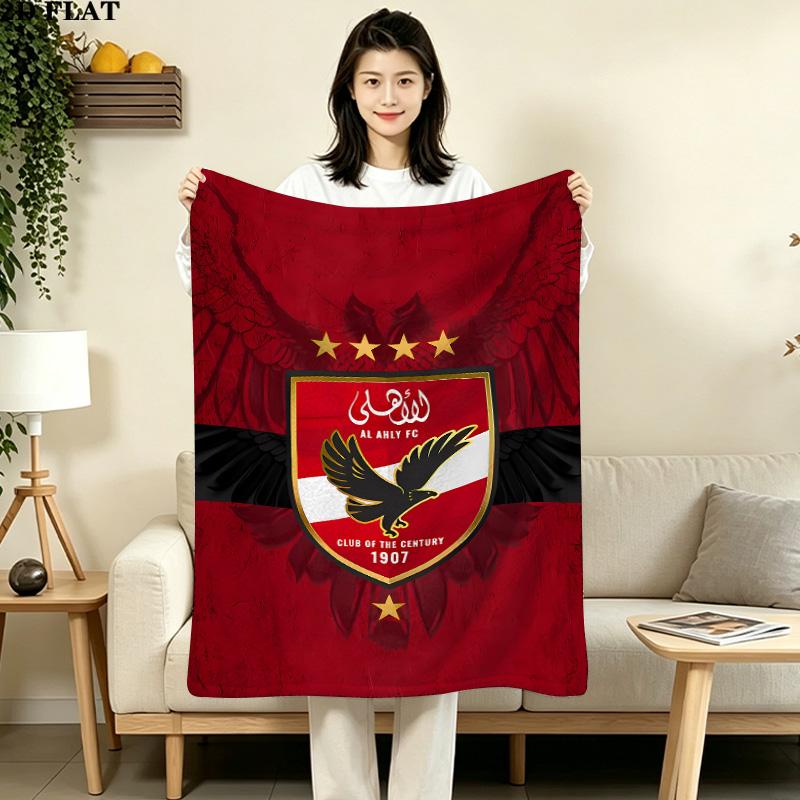 1PC Alahly Patterned Flannel Blanket Suitable For All Seasons For Home Decor Warmth And Comfort Gifts Holiday Present