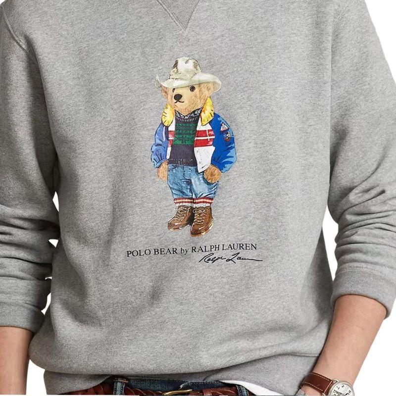 Polo Ralph Lauren FW22 Bear Print Crewneck Long Sleeve Sweatshirt Men sweatshirt Gray MNPOKNI16822503-020