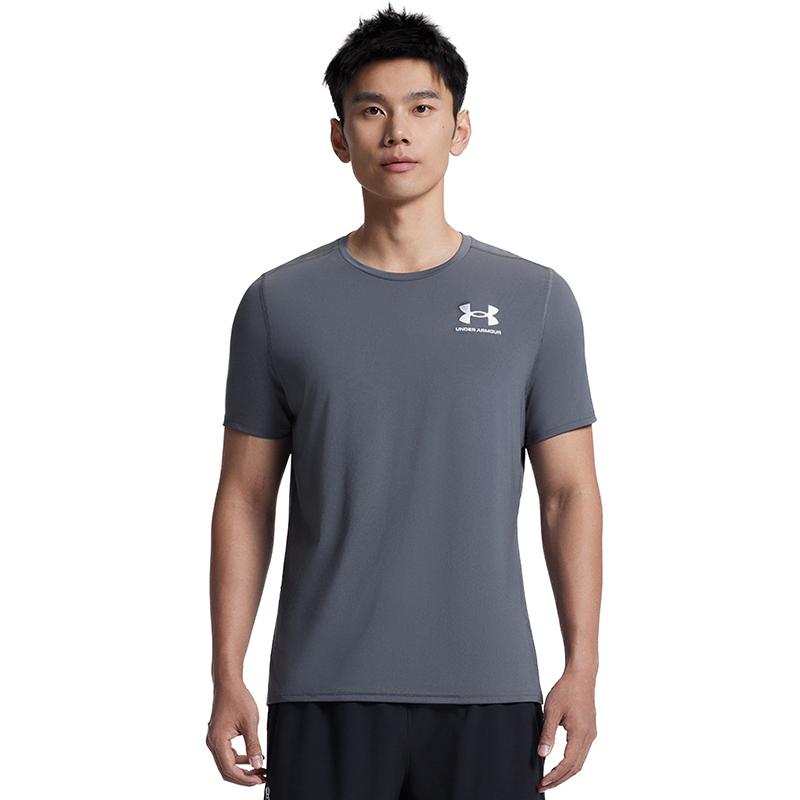Under Armour HeatGear Comfortable Fashionable Simple Versatile Short Sleeve T-Shirt Men Tops Gray 6000939-025