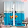 2pcs 2D Flat Printing Window Drapes Goldfish Shark Fin Mindset 100% Polyester Without Electricity Seasonal Party & Holiday Decor
