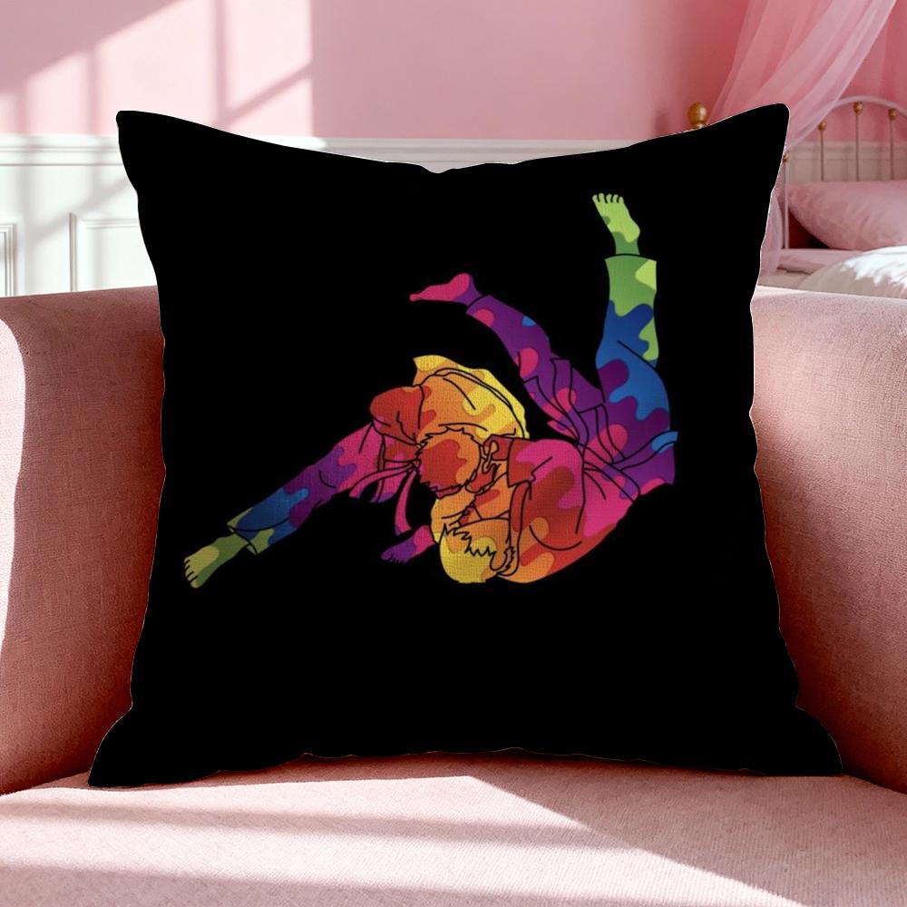 Sport J-Judo Cushion Cover Breathable Linen Pillowcase Summer Odorless Eco-Friendly Invisible Zipper Washable