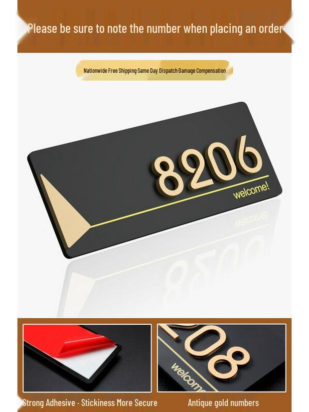 Ally Series Personalized Acrylic Door Number Plate