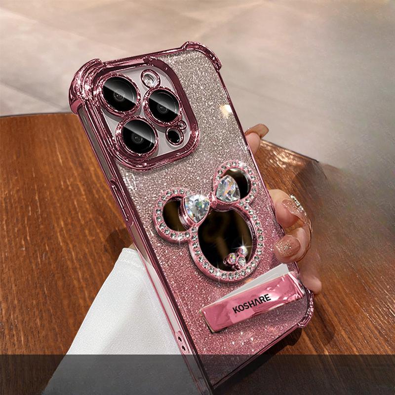 Lustrzana mysz odpowiednia dla iPhone'a 16 Etui na iPhone'a 15promax Galwanizowane Odporne na upadki 14 Wysokiej klasy Wyczucie 13 Uchwyt