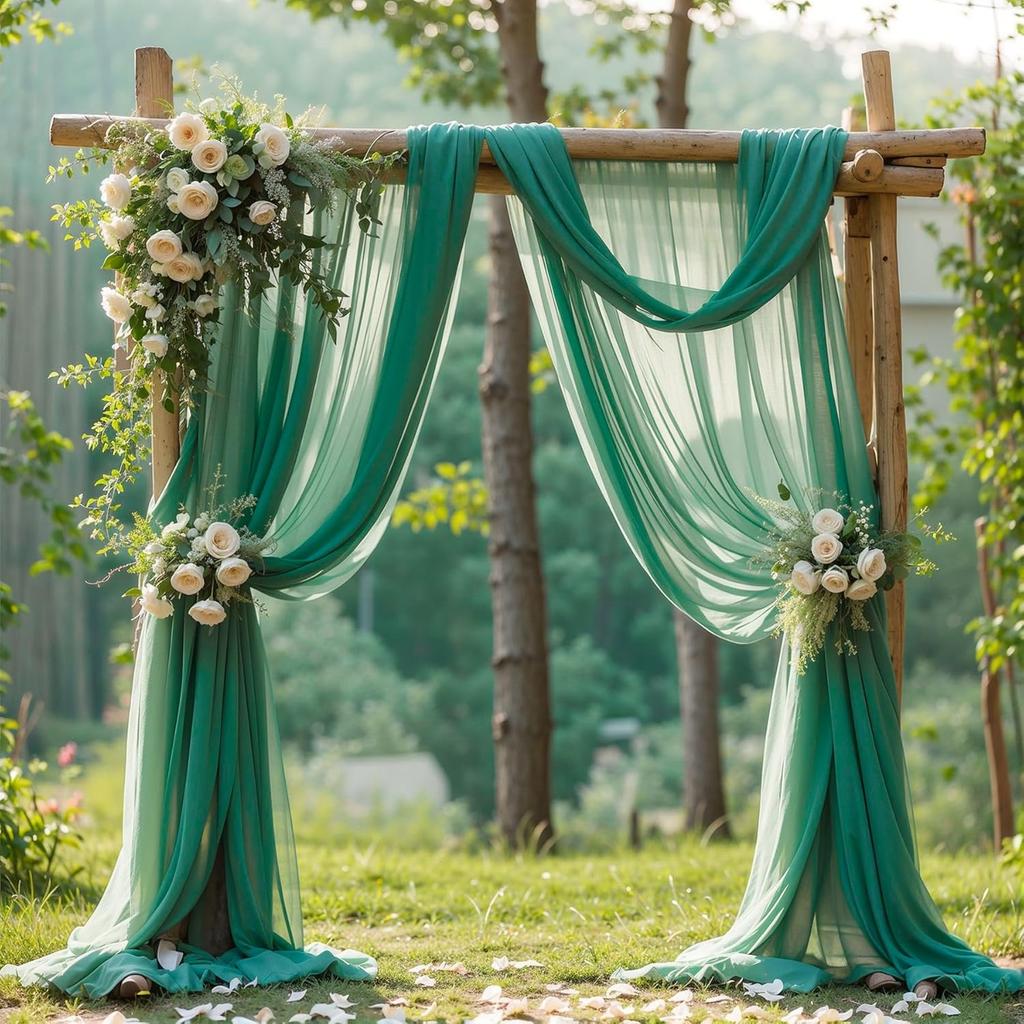 Wedding Arch Draping Fabric, Sheer Chiffon Arch Drape for Bridal Shower Backdrop Outdoor Party Arches Church Ceremony Decoration